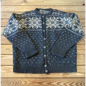Handmade Norway Turi Wool Cardigan Sweater Size Large Women’s Grey Button Up